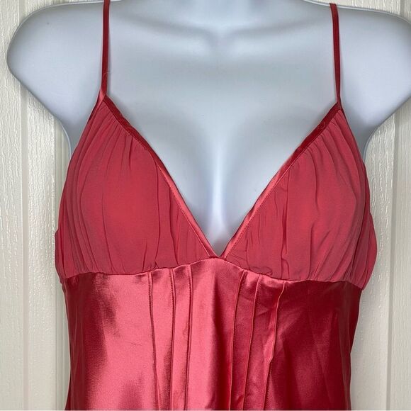Vintage Frederick's of Hollywood Satin Chiffon Babydoll Slip Nightie Coral Pink - Picture 9 of 11